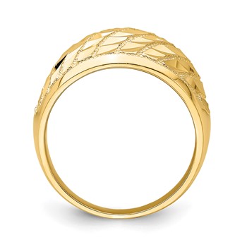 14K Diamond-cut Lattice Pattern Dome Ring — alternate view