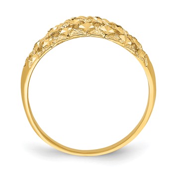 14K Diamond-cut Mini Diamond Pattern Dome Ring — alternate view