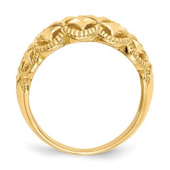 14K Diamond-cut Scalloped Edge Pattern Dome Ring — alternate view