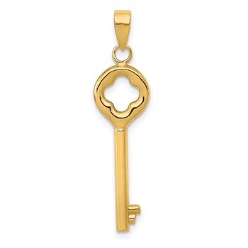 14K Polished 3-D Key Charm