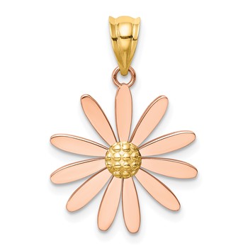 14k Two-tone Rose and Yellow Gold Daisy Pendant