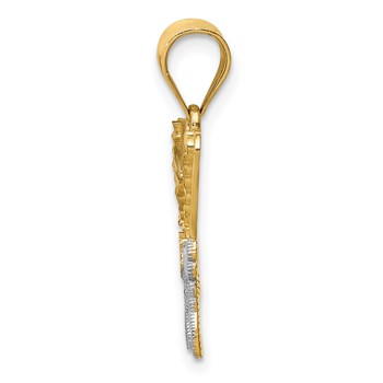 14k and White Rhodium Diamond-cut Butterfly Pendant — alternate view