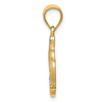 14k and White Rhodium Crown Pendant — alternate view