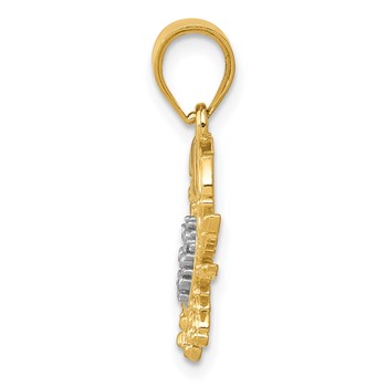 14K and White Rhodium Diamond-Cut Crab Pendant — alternate view