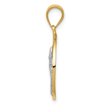 14K Two-tone Sun and Palm Tree in Circle Pendant — alternate view