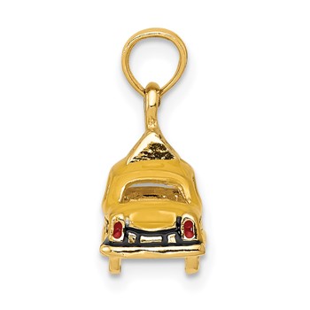 14k 3-D Enameled TAXI Pendant — alternate view