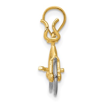 14k Two-tone 3-D Bicycle with Moveable Wheels Pendant — alternate view