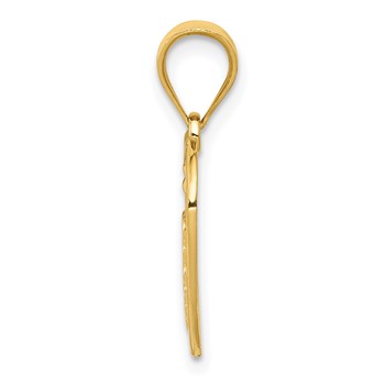 14k Caduceus Heart Medical Pendant — alternate view