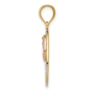 14K Two-tone with White Rhodium Solid Our Lady of Guadalupe 15 Oval Pendant — alternate view