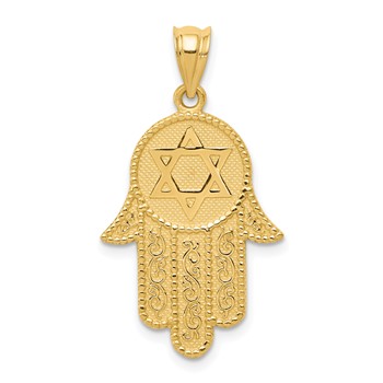 14k Hamsa with Star of David Charm