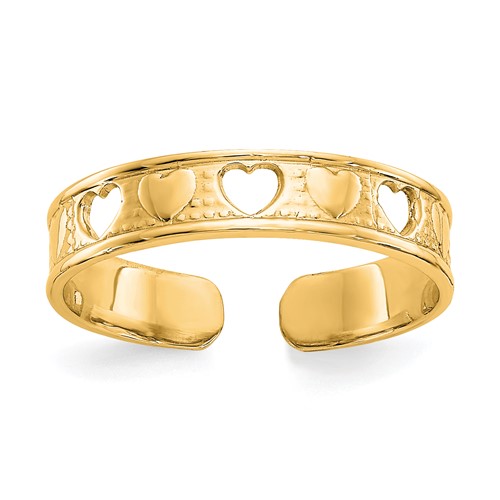 10k Polished w/ Hearts Toe Ring