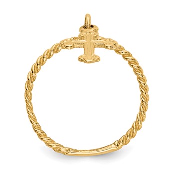 14k Cross Dangle Twisted Band Size 4 Baby / Childs Ring — alternate view