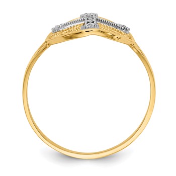 14k Two-tone Diamond Cross in Filigree Oval Ring — alternate view