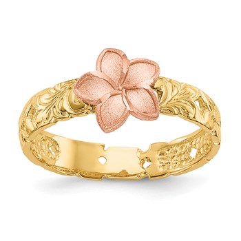 14K Two-tone Plumeria Size 3 Baby / Childs Ring