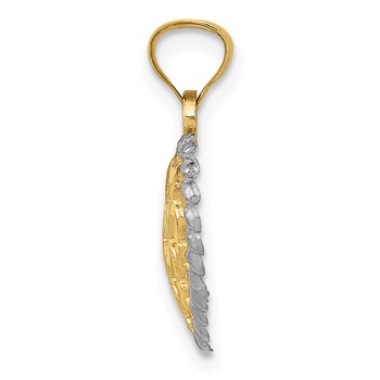 14K and White Rhodium Polished Diamond-cut Heart Pendant — alternate view