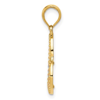 14K Two-tone with White Rhodium Polished Hearts Pendant — alternate view