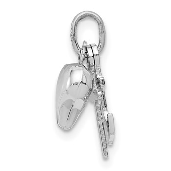 14K White Gold 3D Moveable Heart/Cross/Anchor Pendant — alternate view