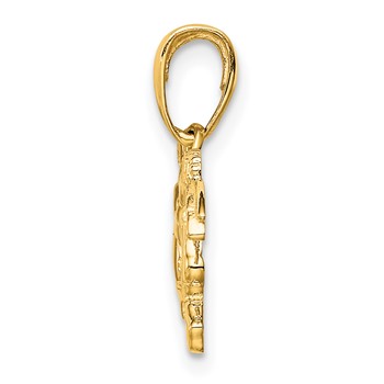 14k Flying Cherubs Holding Heart Pendant — alternate view