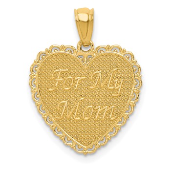 14K Reversible FOR MY MOM / THANKS FOR EVERYTHING Heart Pendant