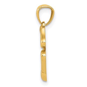 14k Gold Polished 4 Leaf Clover Pendant — alternate view