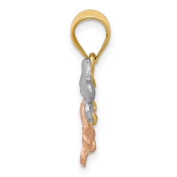 14k Tri-Color Plumeria Flower Pendant — alternate view