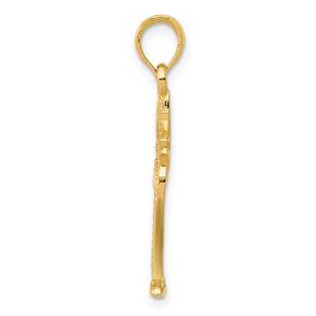 14K Gold Polished and Textured 2-D Palmetto Palm Tree Pendant — alternate view