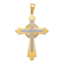 14K w/Rhodium Reversible Cross Pendant - Quality Gold