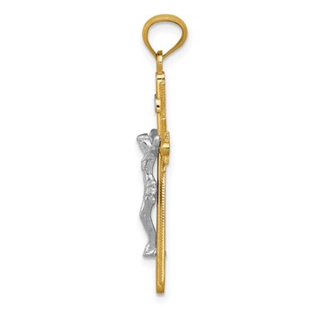 14k Two-tone Gold Polished Crucifix Pendant — alternate view