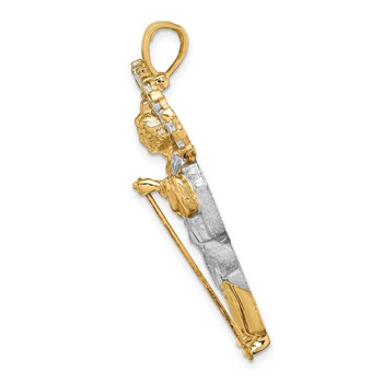 14K and White Rhodium CZ Polished Diamond-cut St. Jude Thaddeus Pendant — alternate view