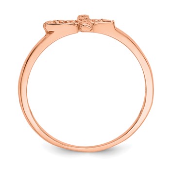 14k Rose Gold Polished and Diamond-cut Cross Ring — alternate view