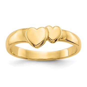 14k Polished Adjoining Hearts Ring