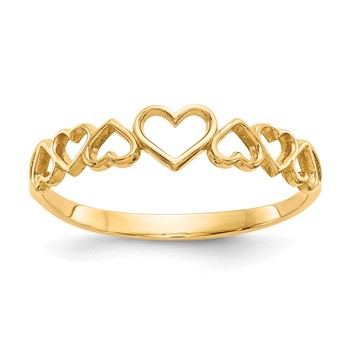 14k Polished Hearts Ring