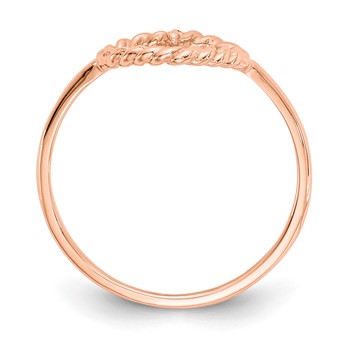 14k Rose Gold Polished and Textured Heart Ring — alternate view