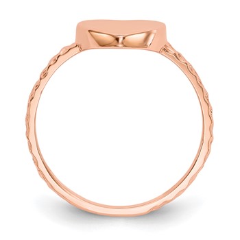 14k Rose Gold Polished Textured Heart Ring — alternate view