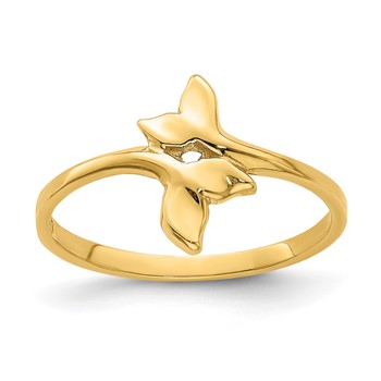 14K Polished Double Whale Tails Bypass Ring