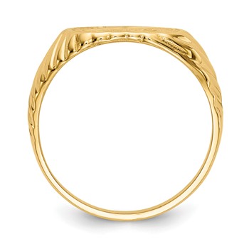 14K Polished 9.5x7.0mm Open Back Size 2.5 Baby Rectangular with Stripes Signet Ring — alternate view
