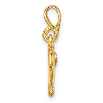 14k Gold Polished Bow and Arrow Pendant — alternate view