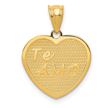 14k Polished TE AMO Heart Pendant