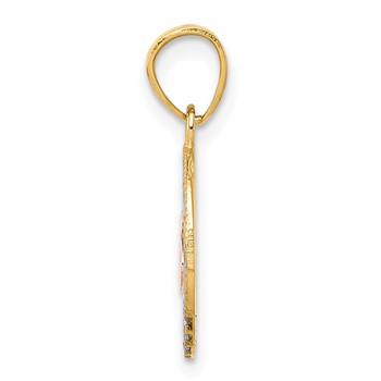 14k Two-tone with White Rhodium CZ 15 in Circle Pendant — alternate view