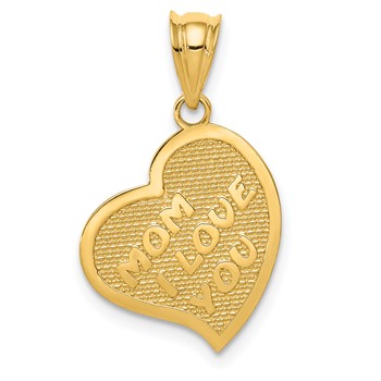 14k Polished MOM I LOVE YOU / Cross Reversible Heart Pendant