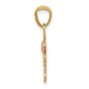 14k Two-tone Diamond-cut #1 GRANDMA with Rose Pendant — alternate view