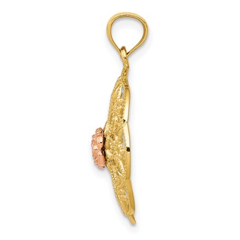 14k Two-tone Polished Rose in Round Filigree Charm — alternate view