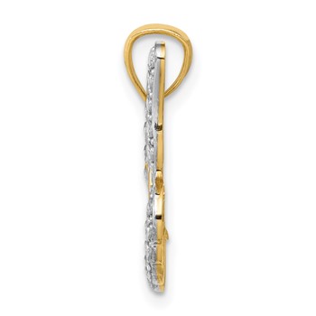 14k and White Rhodium Diamond-cut Polished Cut-out Butterfly Pendant — alternate view