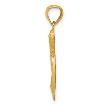 14K Diamond-cut Satin and Polished Dolphins Heart Pendant — alternate view