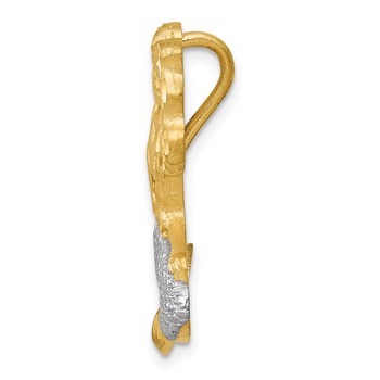 14k and White Rhodium Satin Diamond-cut Mermaid Omega Slide — alternate view