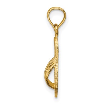 14k 3-D Polished And Textured Flip Flop Pendant — alternate view