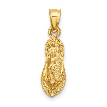 14k 3-D Polished And Textured Flip Flop Pendant