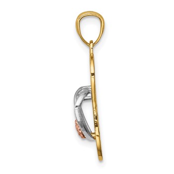 14K Yellow and Rose Gold with White Rhodium Sandal Pendant — alternate view