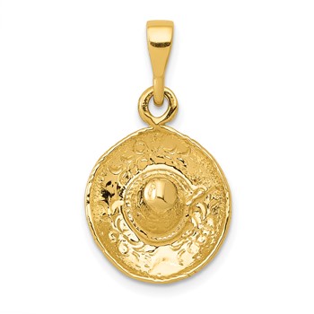 14K  3-D Sombrero Pendant
