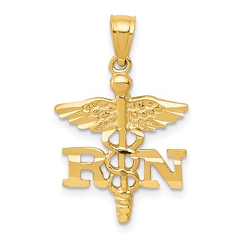 14k Diamond-cut RN Registered Nurse Pendant